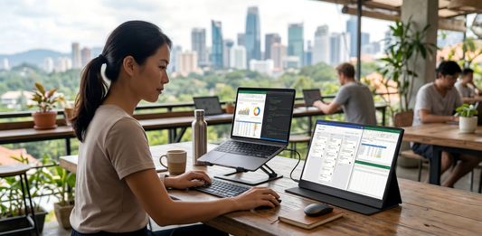 portable monitor improving productivity away from a fixed desk
