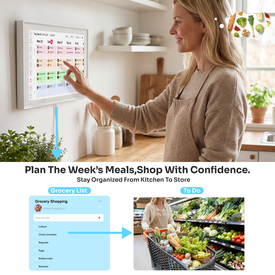 INGNOK digital calendar with WiFi calendar sync for family planning