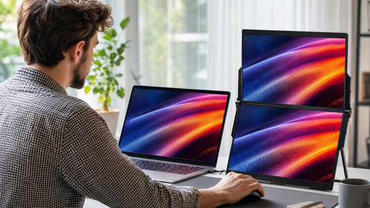 INGNOK dual portable monitor setup for focused multitasking