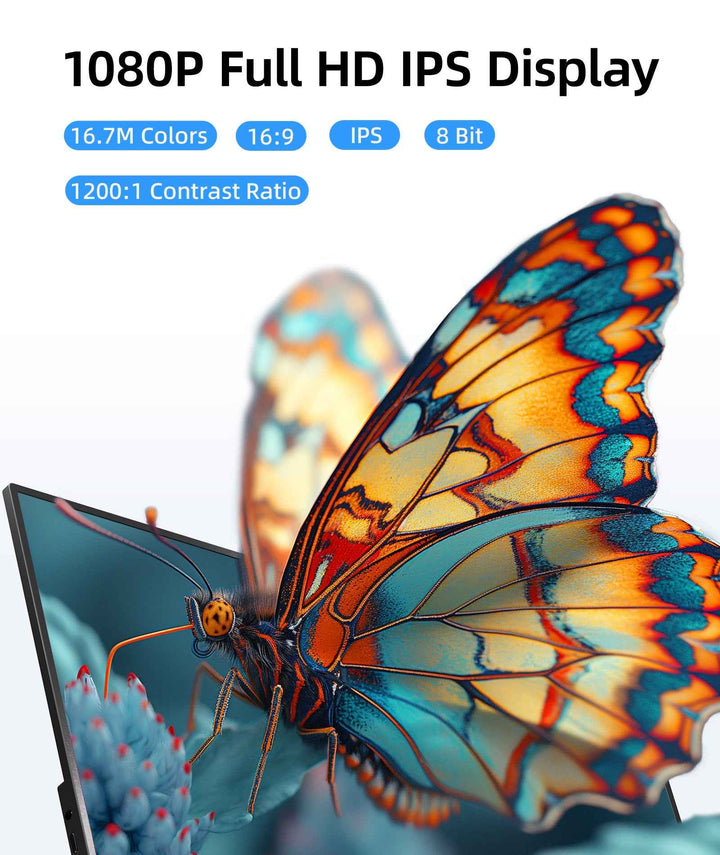 Full HD 1920x1080 IPS screen for sharp and accurate colors | Ingnok YN02D Table Portable Laptop Monitor