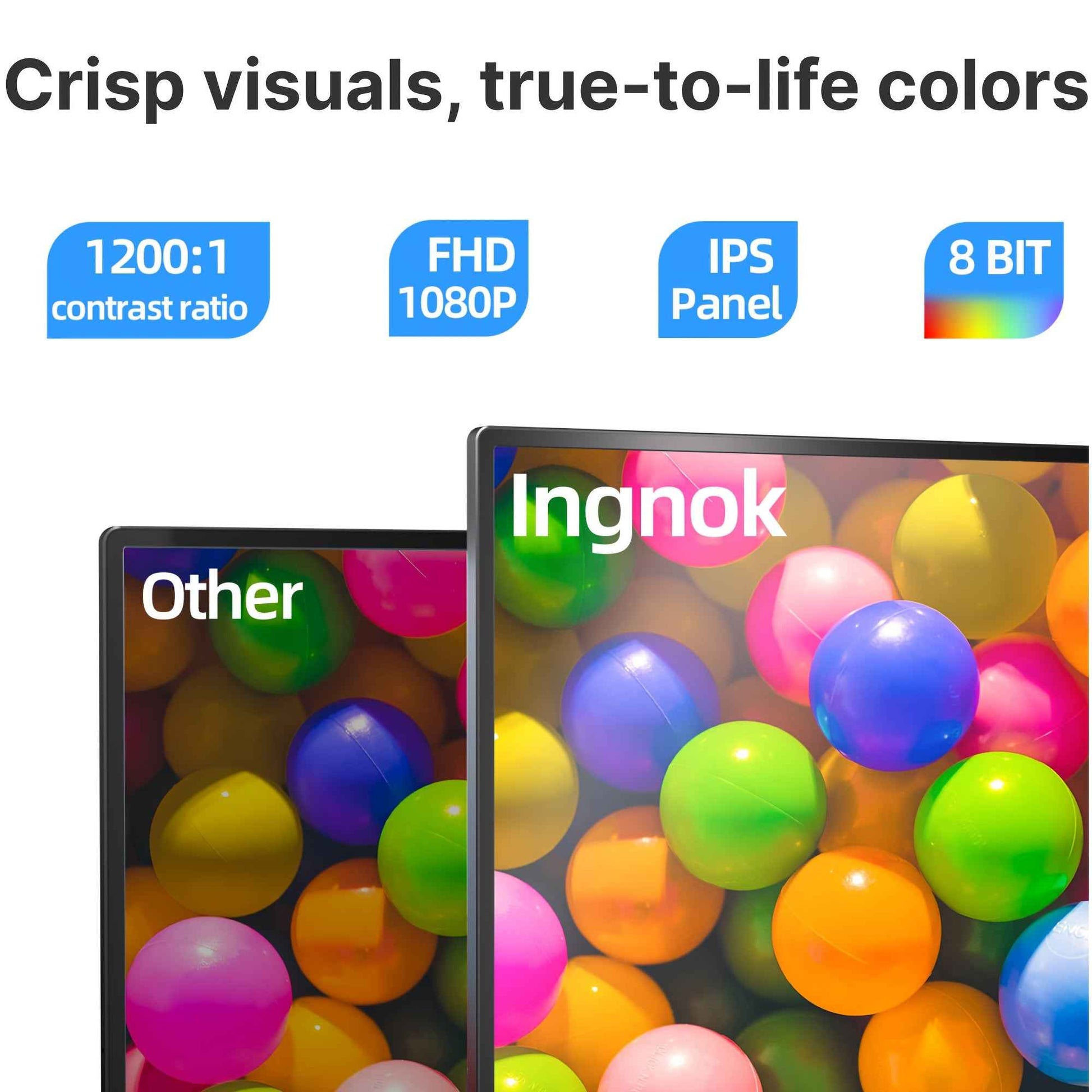 Ingnok 15.6" FHD Portable Monitor – Ultra Slim IPS Extender, USB-C, Adjustable Stand - Refurbished