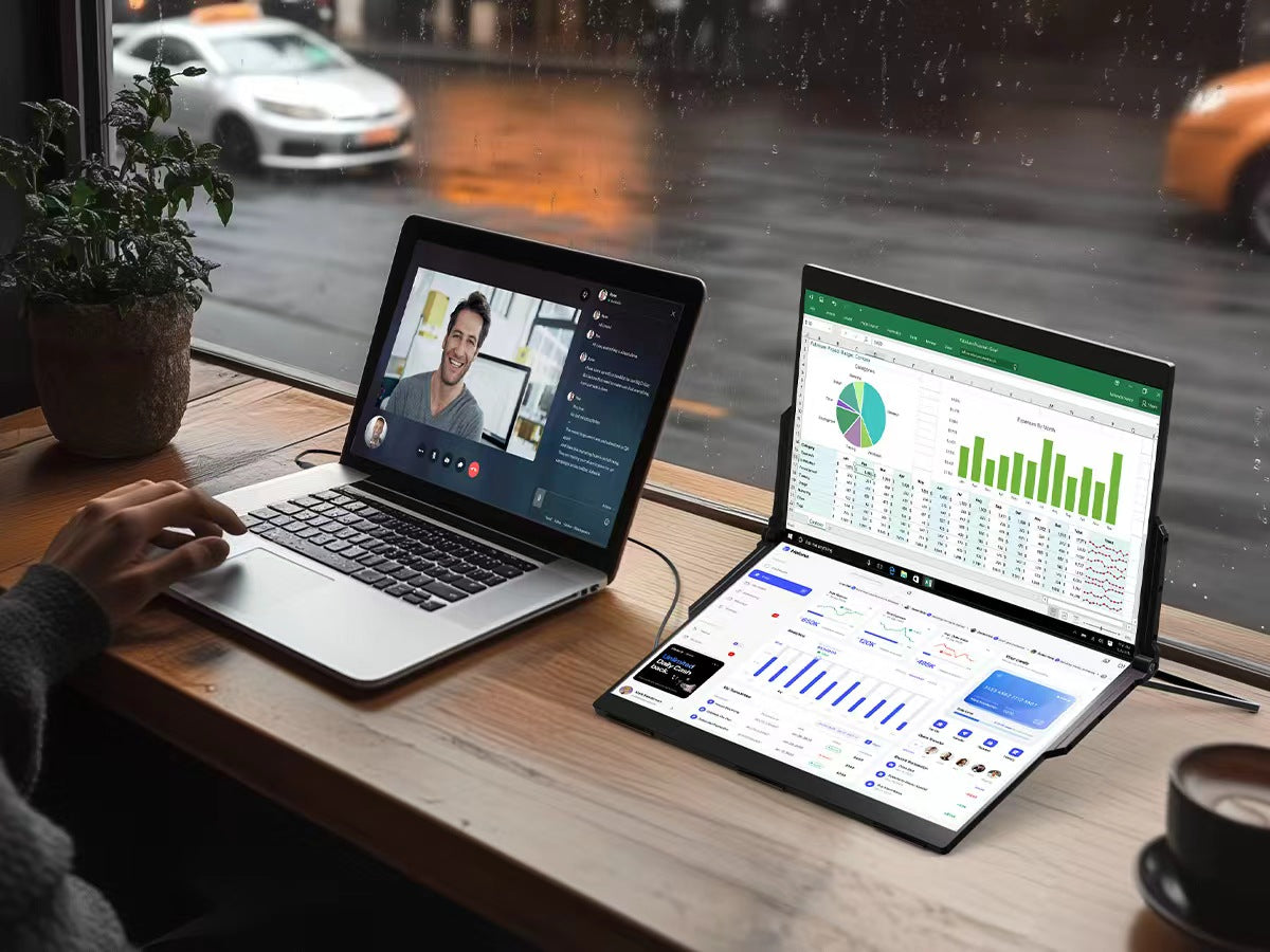 15.6インチ折りたたみ式デュアルコンピュータモニター - 外出先での