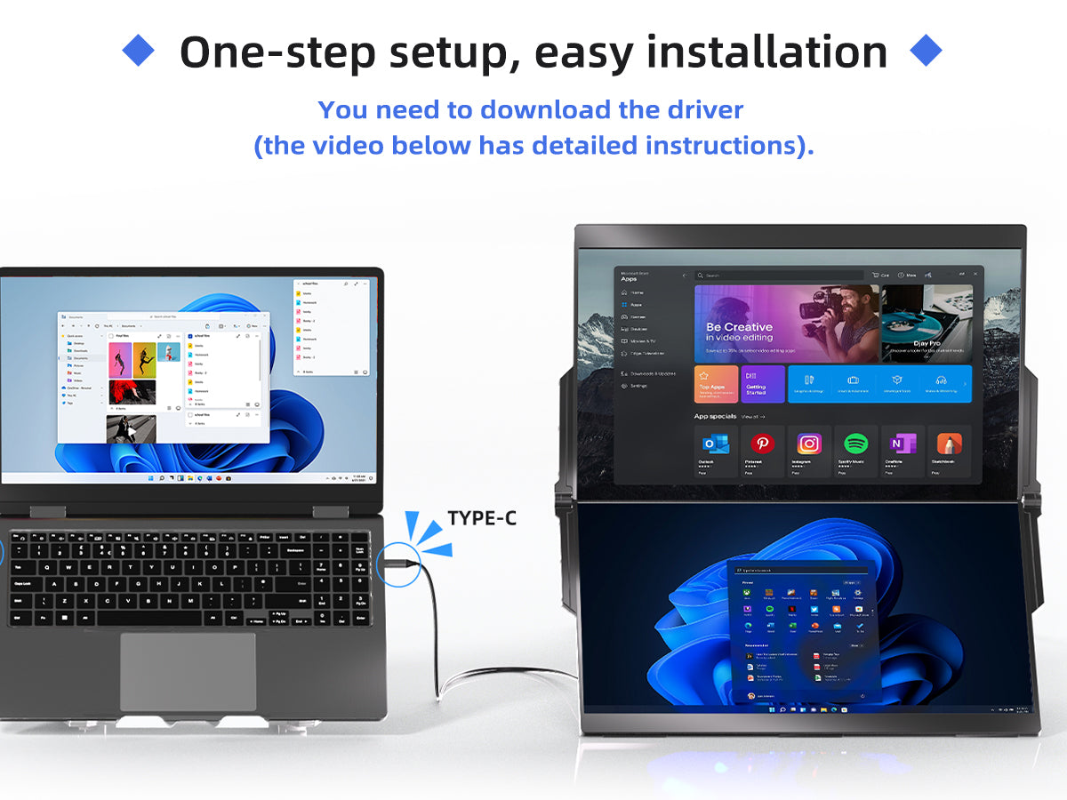 15.6インチ折りたたみ式デュアルコンピュータモニター - 外出先