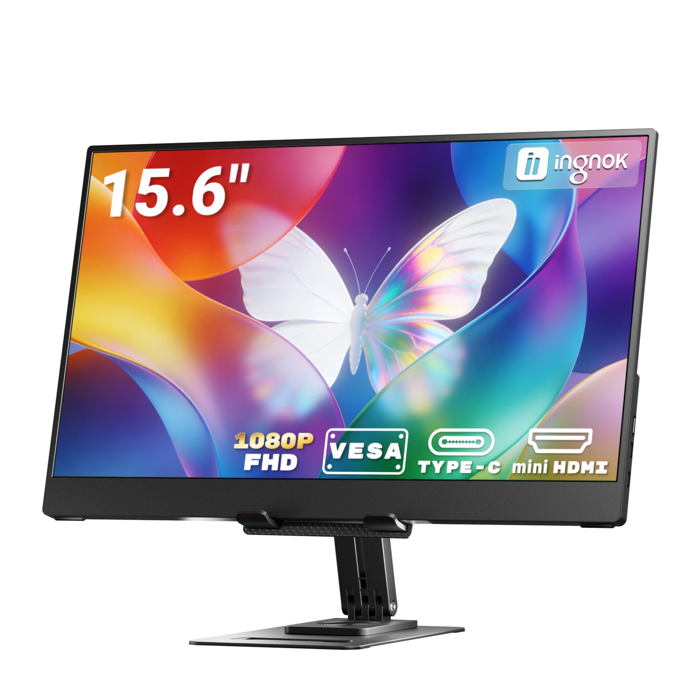 Monitor portátil INGNOK YN02D FHD de 15,6" con soporte ajustable