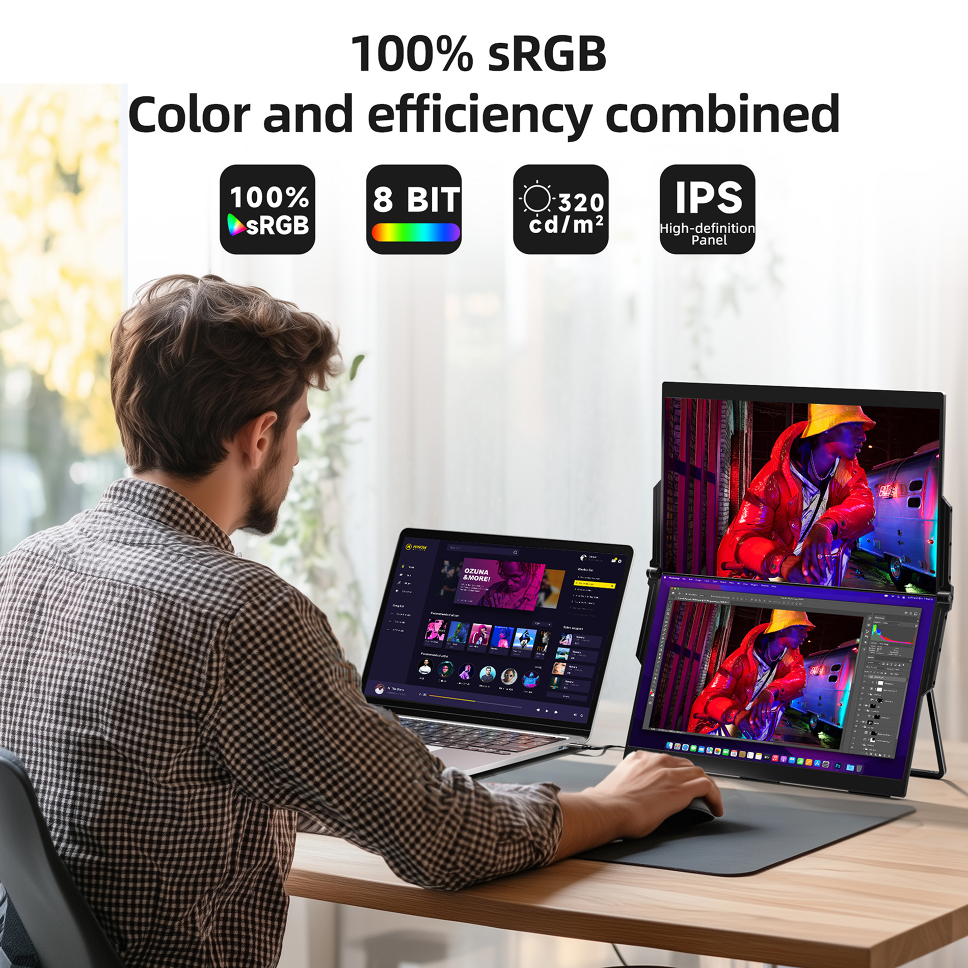 15.6インチ折りたたみ式デュアルコンピュータモニター - 外出先での 15.6インチ折りたたみ式デュアルコンピュータモニター - 外出先での
