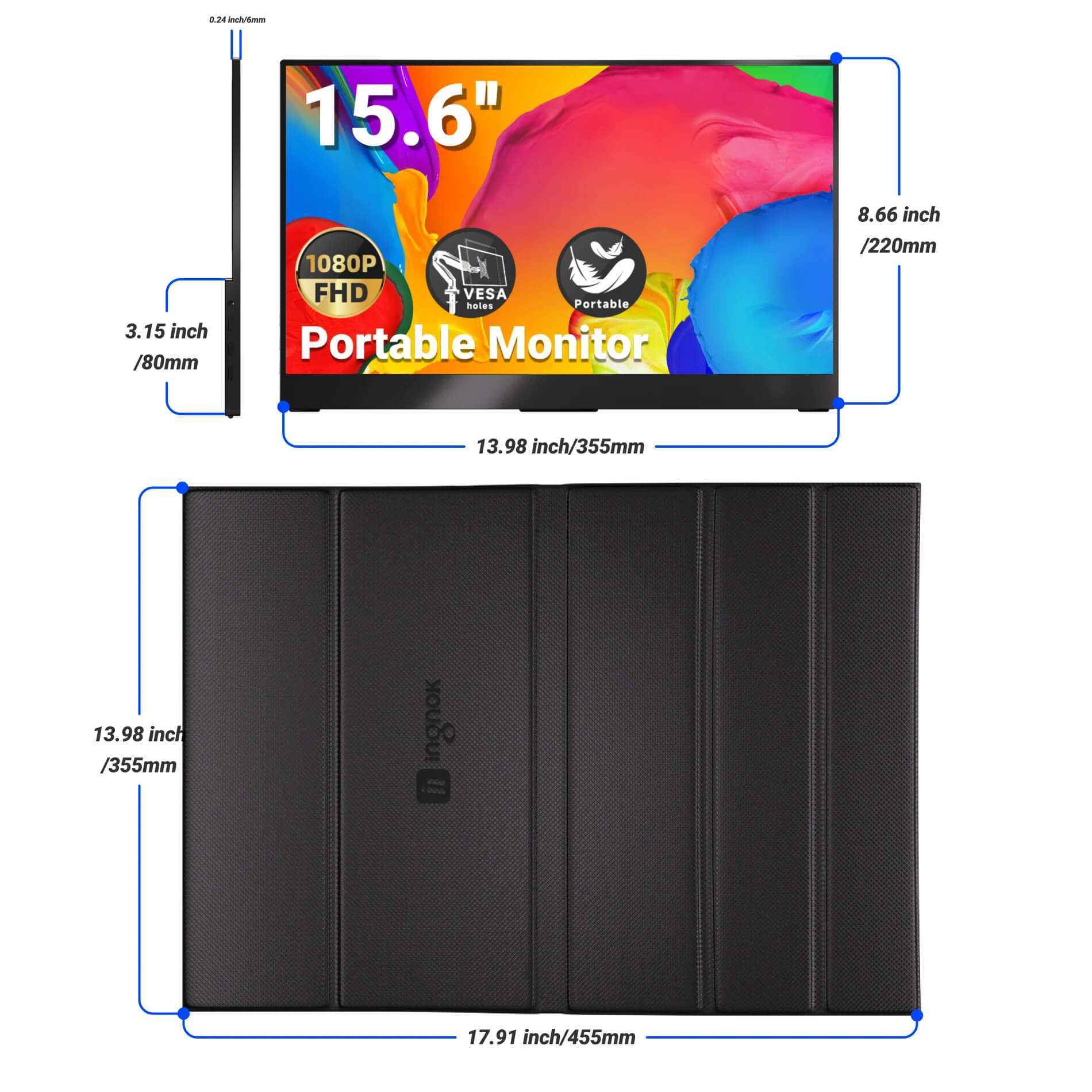 USB-Cモニター - 使いやすい15.6インチポータブルモニターとスマートカバー